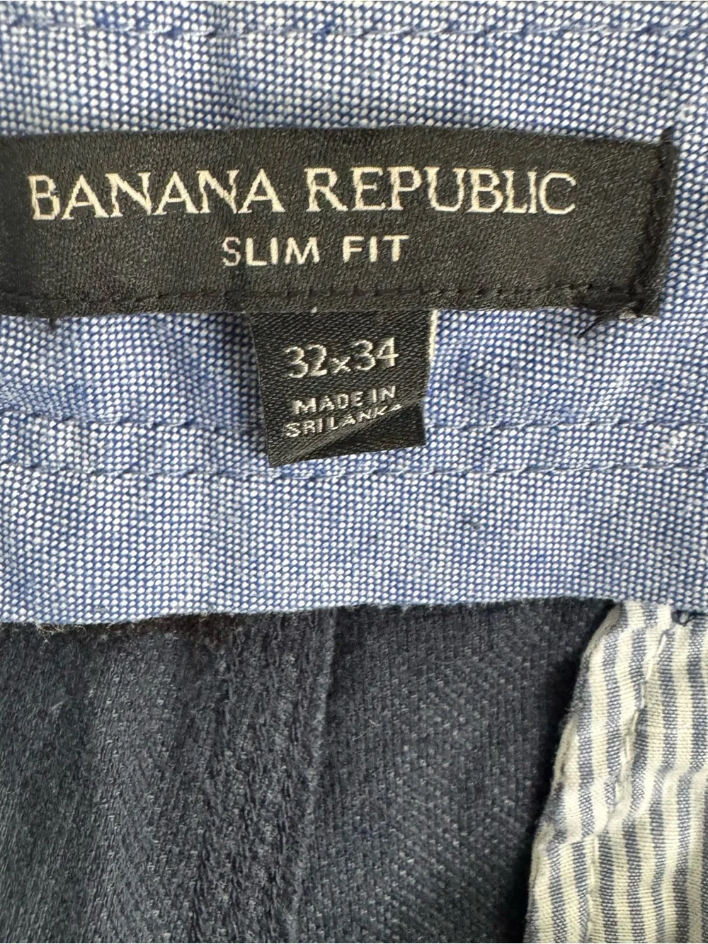 Banana Republic Pants Men 32x34* (32x33) Navy Blue Slim Fit Linen Cotton Blend